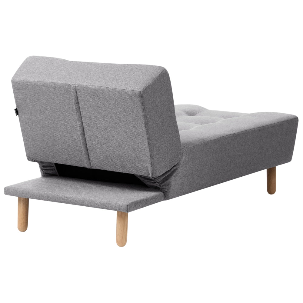 Chaise longue Grigio Tessuto Tappezzeria Gambe In Legno Chiaro Stile Scandinavo