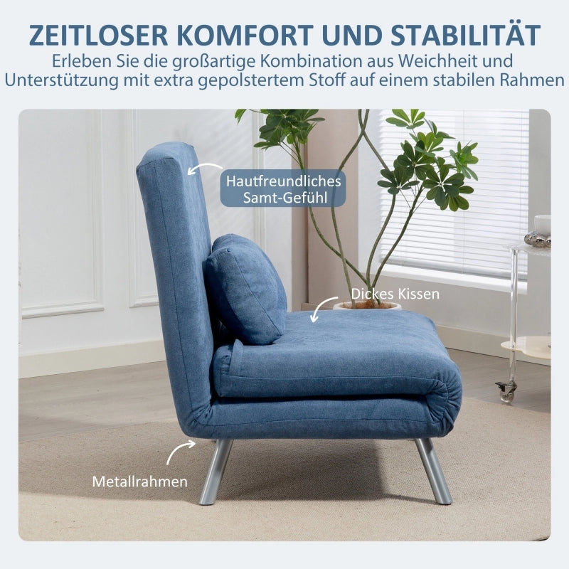 POLTRONA LETTO 190 cm Blu in Metallo con cuscino