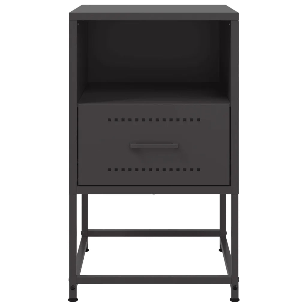 Comodini 2 pz-Set di 2 Tavolino da notte Neri 36x39x60,5 cm in Acciaio 655700