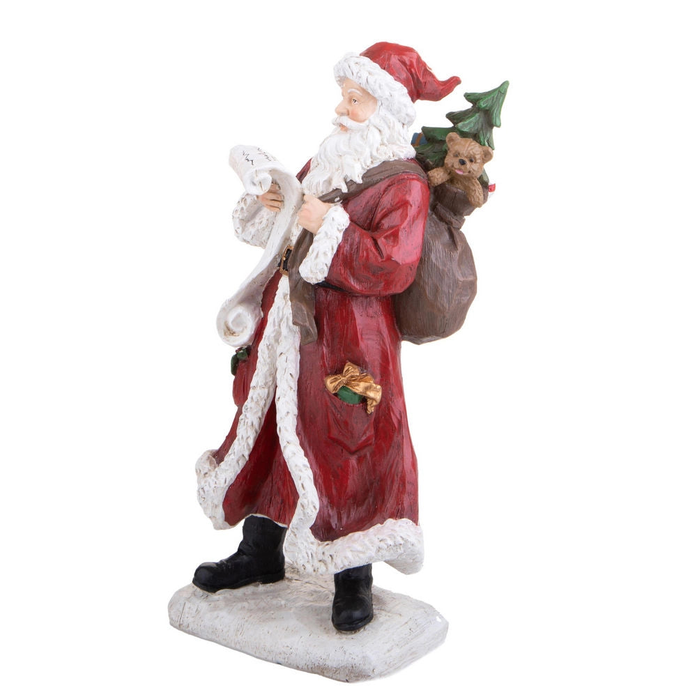 Babbo Natale con Pergamena Decorazione Natalizia in Resina 33 cm