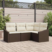 Set di divani con cuscino 4 pcs Marrone polyrattan