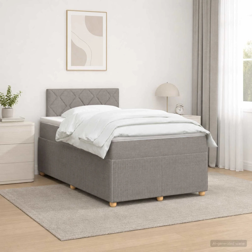 Letto box spring con materasso Tortora 120 x 190 cm Tessuto 3452894