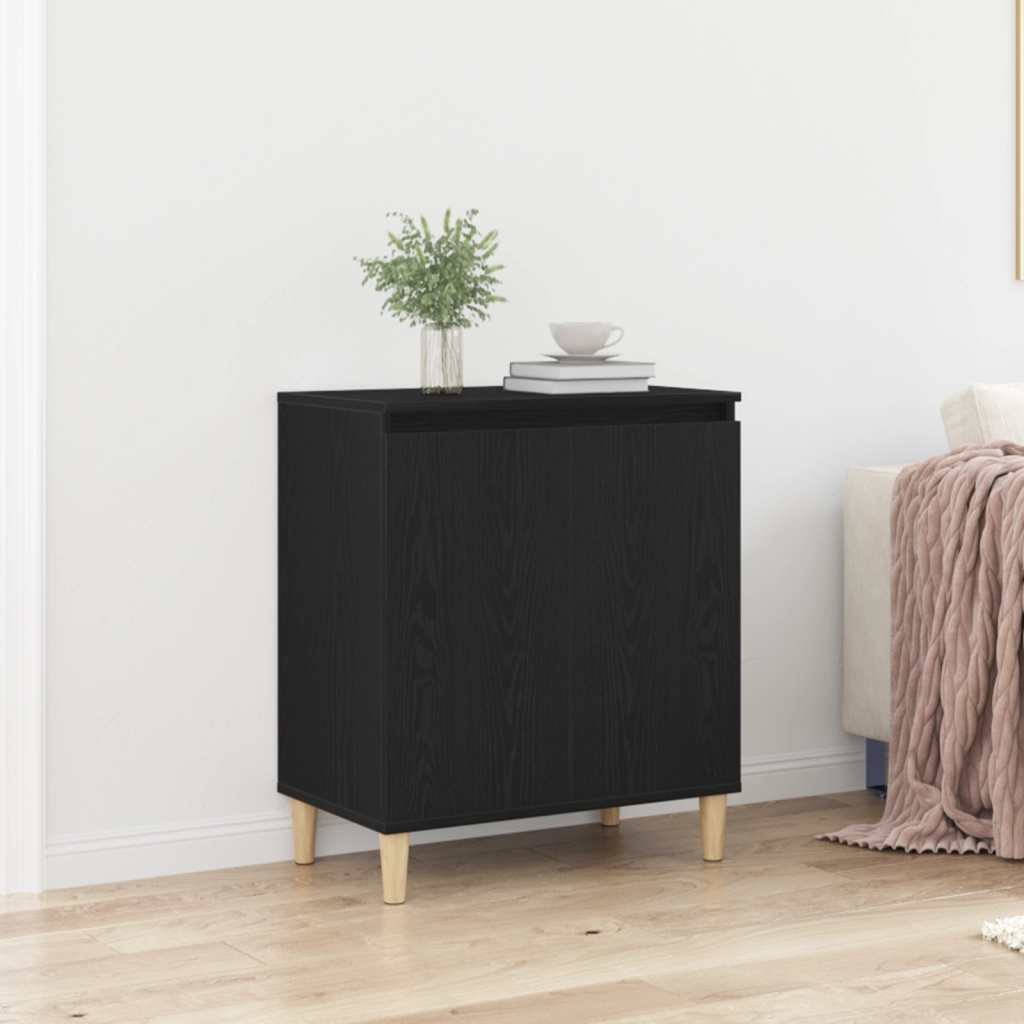Credenza Nera in Rovere 60x35x70 cm in Legno Ingegnerizzato