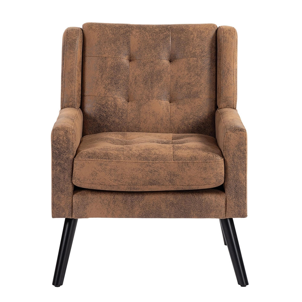 Poltrona imbottita in pelle scamosciata - Xylo - Stile moderno met¨¤ secolo con cuscino in schiuma ad alta densit¨¤ e gambe in legno massello per piccoli spazi