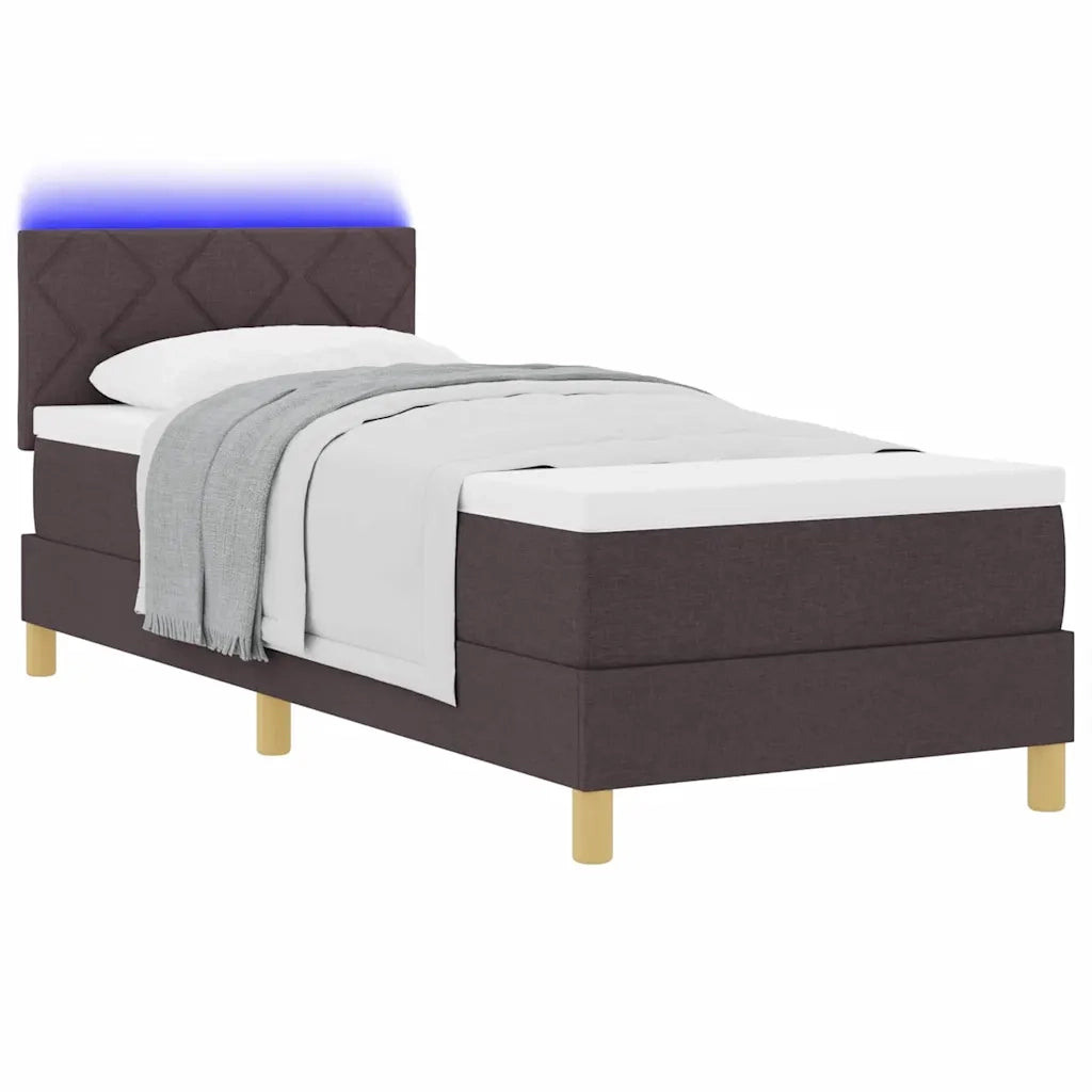 Letto a Sorgente LED con led Marrone Scuro 80 x 200 cm Tessuto