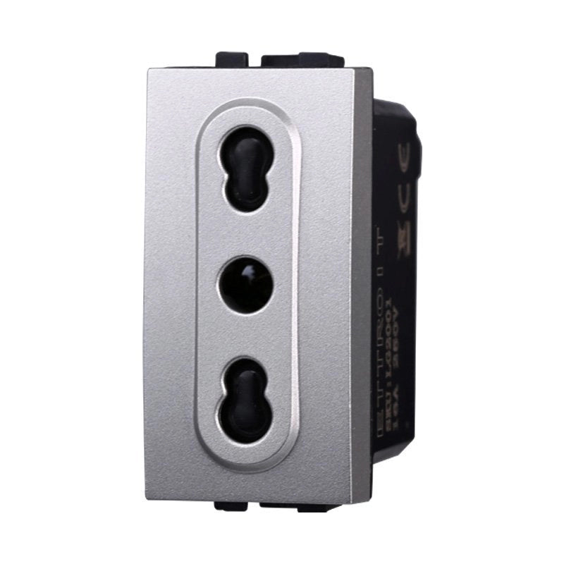 Presa Bipasso Bivalente 2P+T 10/16A Colore GRIGIO Compatibile Con Bticino Living International