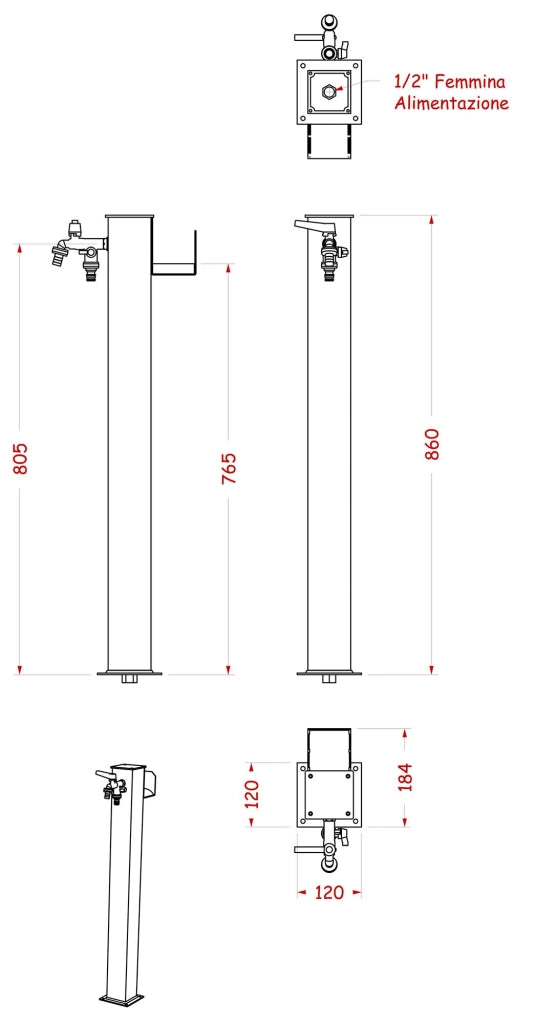 Fontana da Giardino con Doppio Rubinetto Belfer 42/QRR Tortora