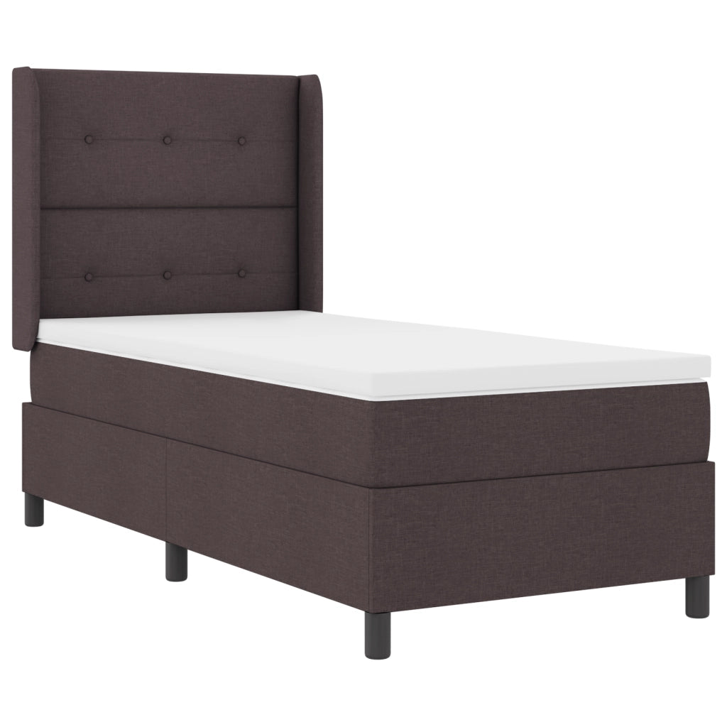 Letto a box spring con materasso  Marrone Scuro 90x190 cm in tessuto