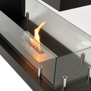 Camino a Bioetanolo da Terra Artico Design Aperto e Vetri Protettivi Serbatoio 850 ml in Acciaio Verniciato Nero