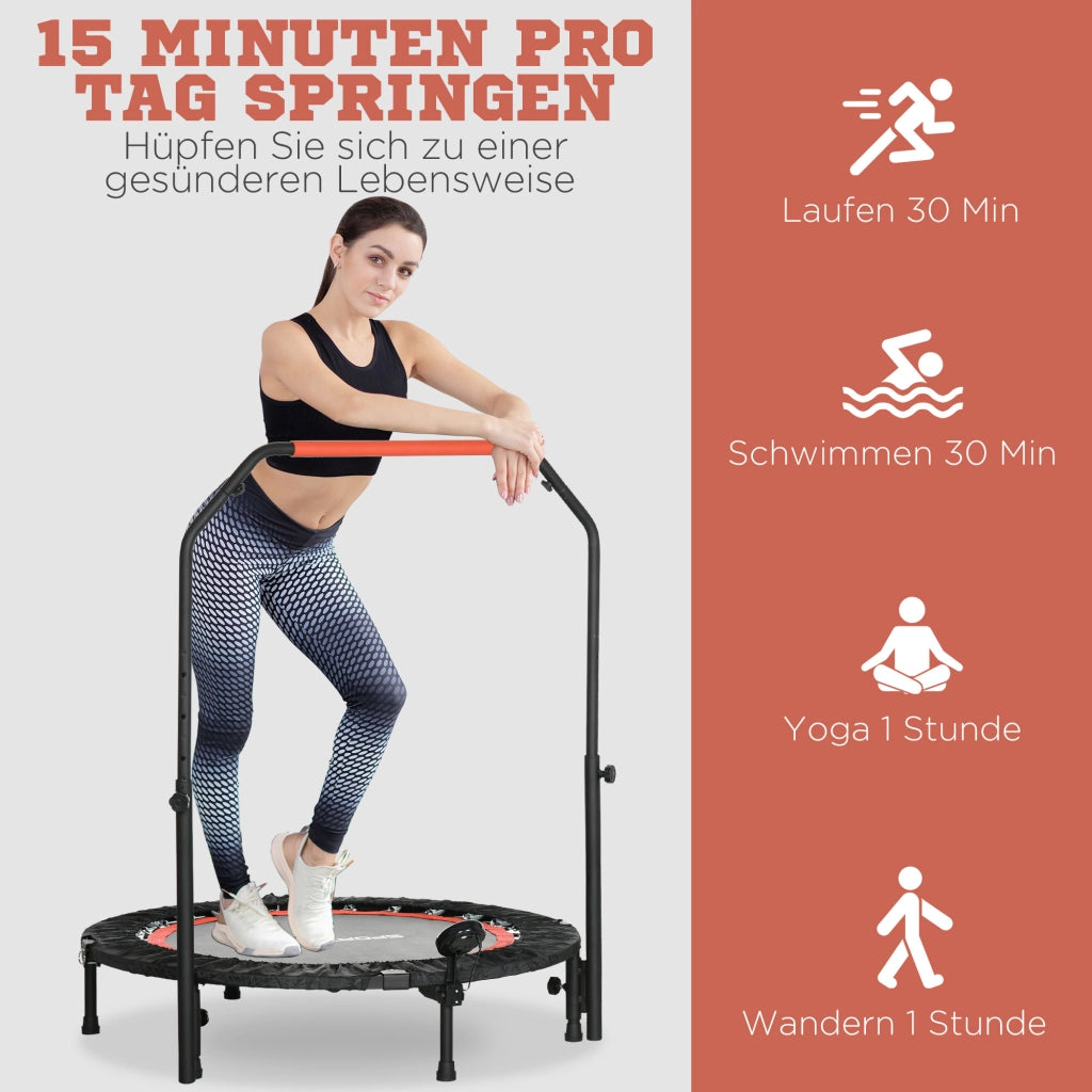TRAMPOLINO Fitness Ø102 cm Nero in plastica con manico regolabile