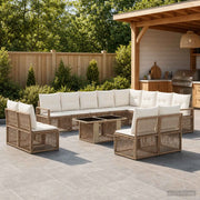 Set Divano da Giardino 13 pz Beige e Bianco Crema polyrattan 3437172