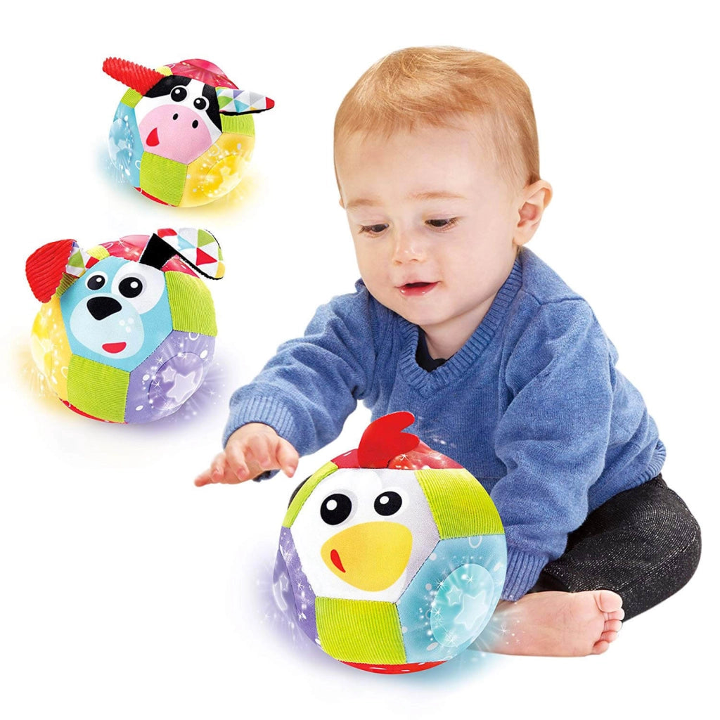 Palla Peluche Morbida a Batteria con Luci e Suoni Yookidoo 40146