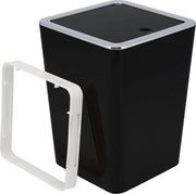 Serie per la camera da bagno Savona - contenitore per prodotti personali con coperchio scorrevole, vasca da bagno, contenitore per rifiuti, plastica (nero, angolare)