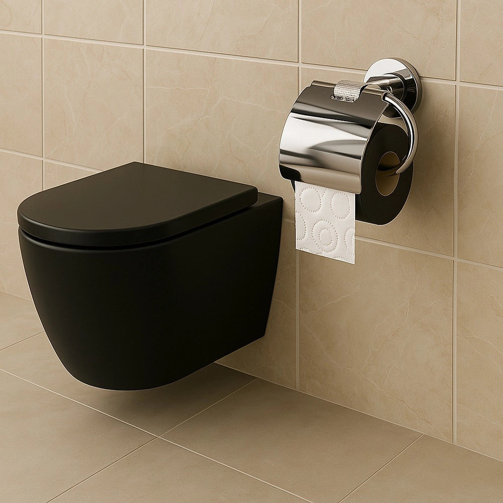 Trade Shop - Porta Rotolo Per Carta Igienica In Acciaio Accessorio Per Arredo Da Bagno 87920 -