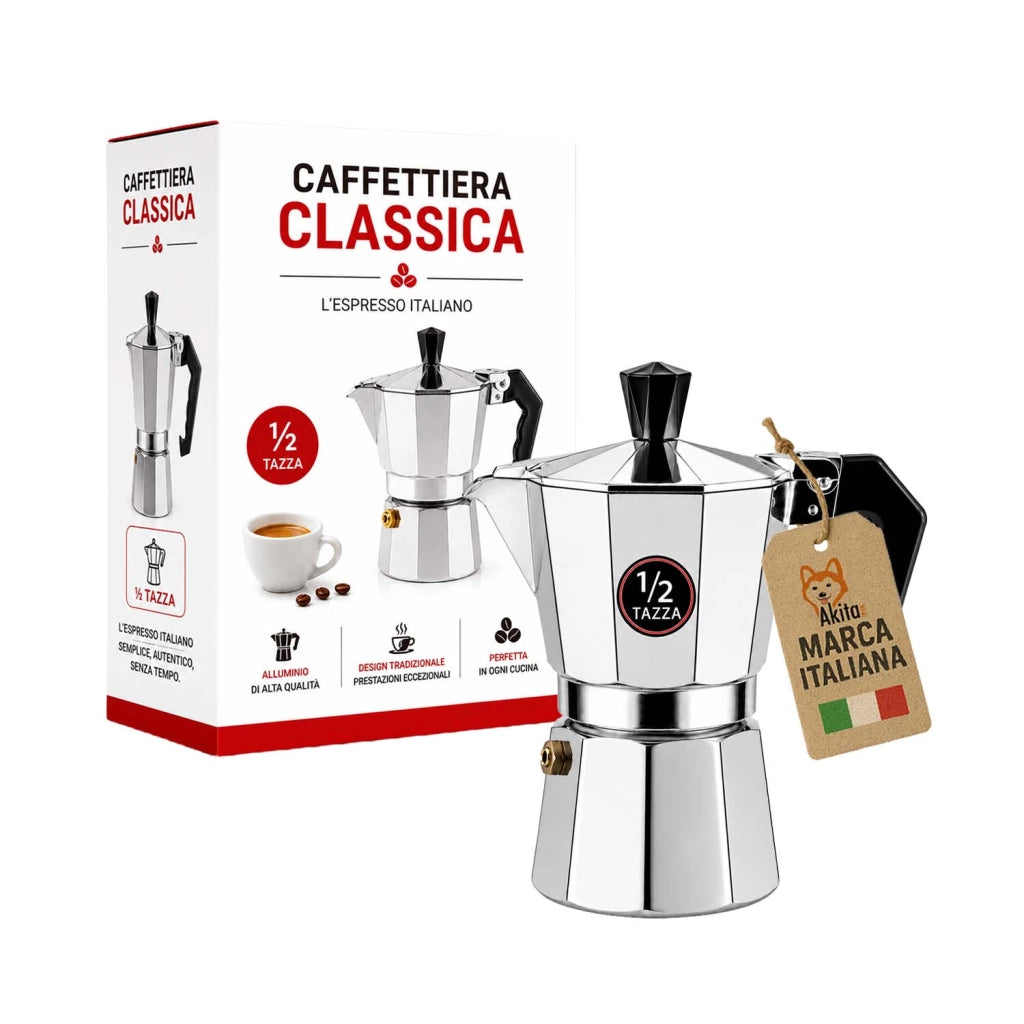 Akitaink Caffettiera Moka Mezza Tazza con Valvola di Sicurezza