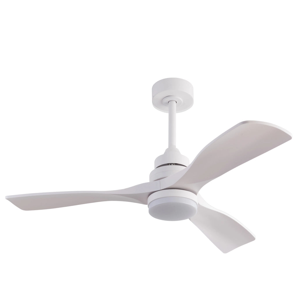 Ventilatore da soffitto da 42 pollici con luce LED; telecomando e motore DC; bianco