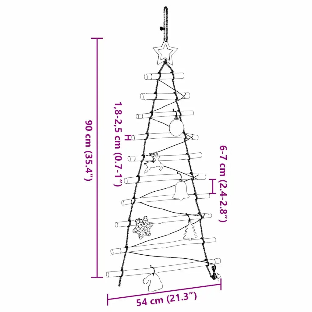 Albero di Natale Naturale 90 cm legno massiccio di frassino