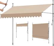 Tenda da Sole, Tenda da Balcone Avvolgibile a Barra Quadra con Manovella, Regolabile in Altezza, 300 x 120 cm, Beige