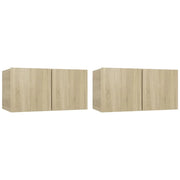Mobile TV multimediale mensola TV supporto TV sala da pranzo soggiorno camera da letto montaggio a parete 2 pezzi rovere Sonoma 60 x 30 x 30 cm marrone 02_0029189