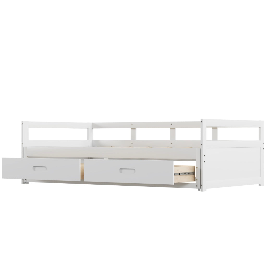 Divano letto estraibile 90/180 x 200 cm con 2 cassetti bianco