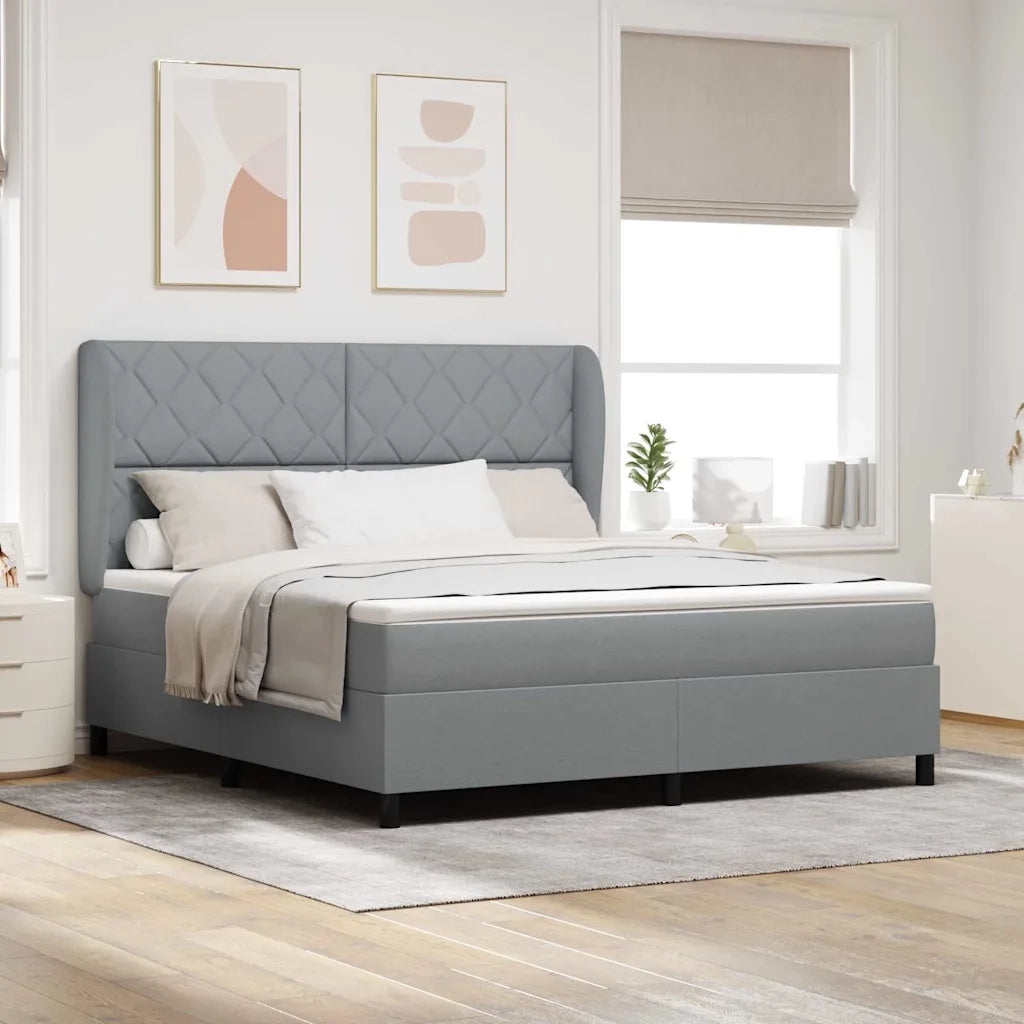 Letto a molle con testiera Grigio chiaro 180 x 200 cm Tessuto 3340641