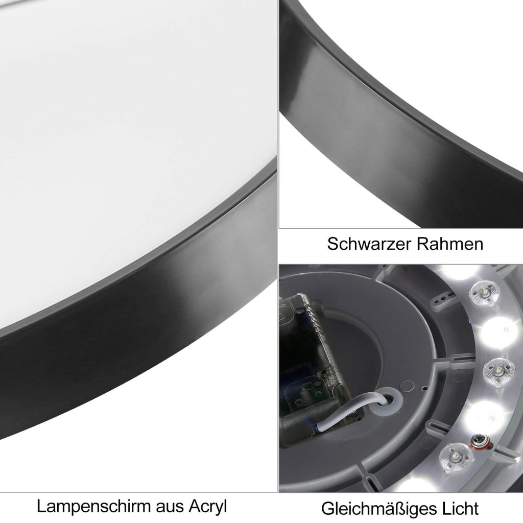 ZMH Lampada da soffitto plafoniera LED moderna nera rotonda per soggiorno corridoio ufficio