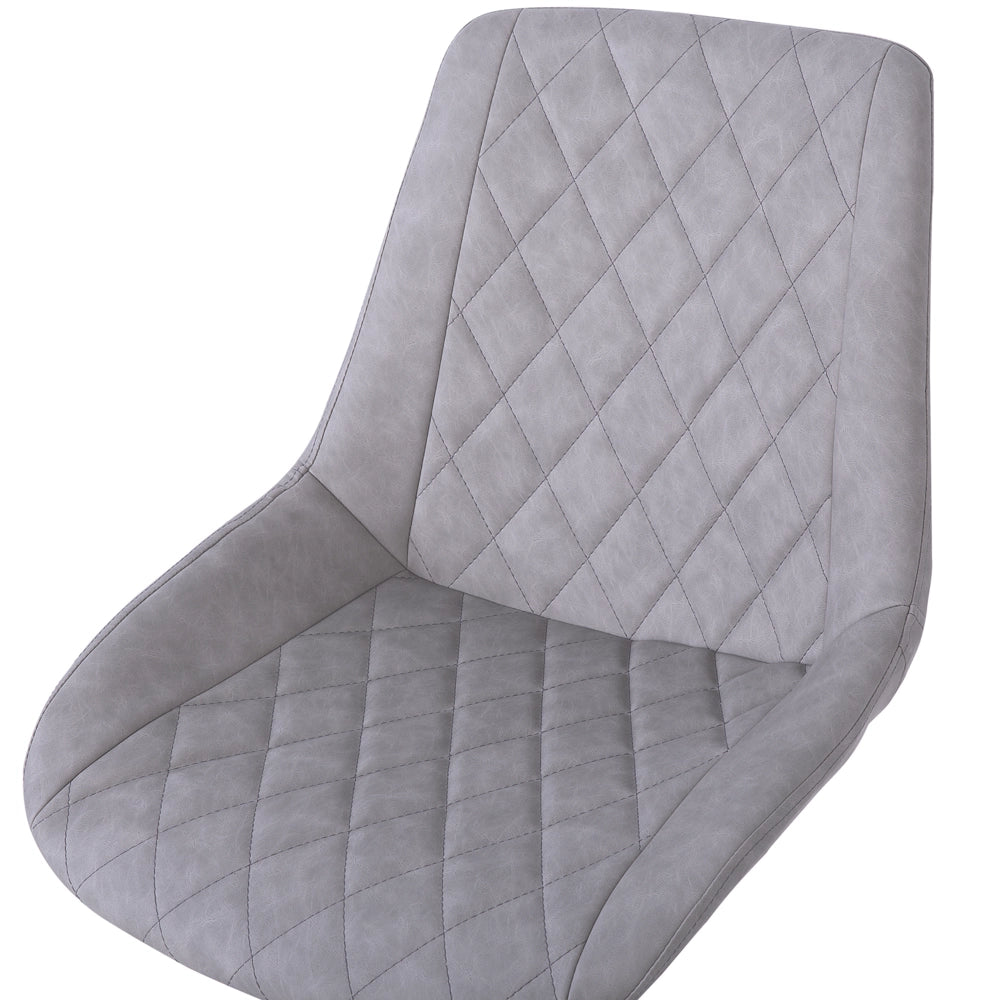 Sedia da Ufficio Girevole Grigio con Base Argento Rivestimento Trapuntato in Ecopelle Regolabile in Altezza