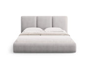 Cosmopolitan Design - Letto a cassettone con testiera "Nicolas" 140x200cm in ciniglia grigio chiaro 