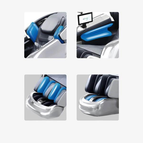 Poltrona massaggiante full body con riscaldamento, guida SL, Bluetooth, Bianco