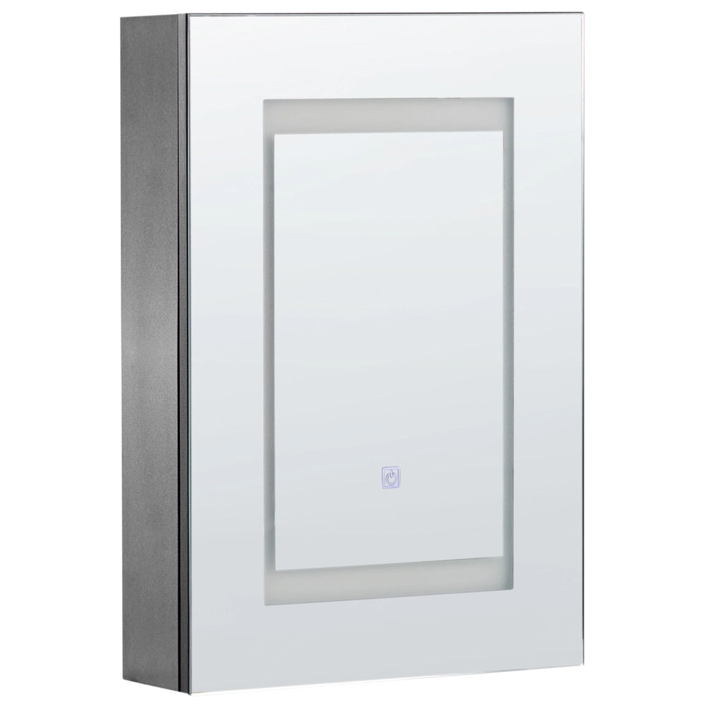 Armadietto a Muro da Bagno Nero a Specchio 40 x 60 cm stile moderno con luci LED illuminazione bagno