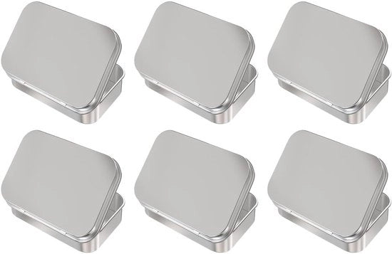 Set di Scatole in Acciaio Inossidabile da 6 - Dimensioni 88 x 60 x 18 mm - Formato Compatto - Qualità Duratura - Chiusura Sicura - Scatole di Ripostiglio