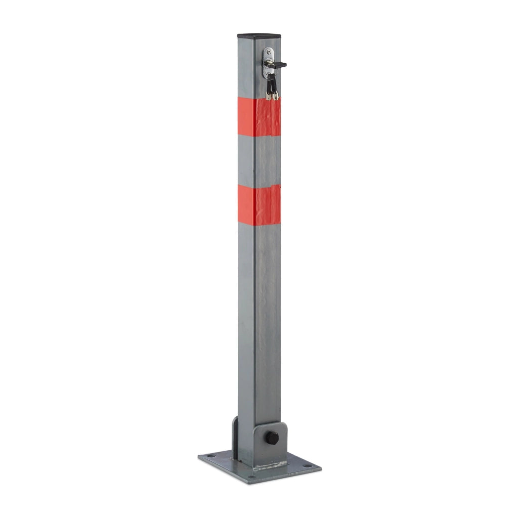 Palo di sbarramento pieghevole per parcheggio auto 65 cm acciaio grigio con strisce rosse 13_0002309