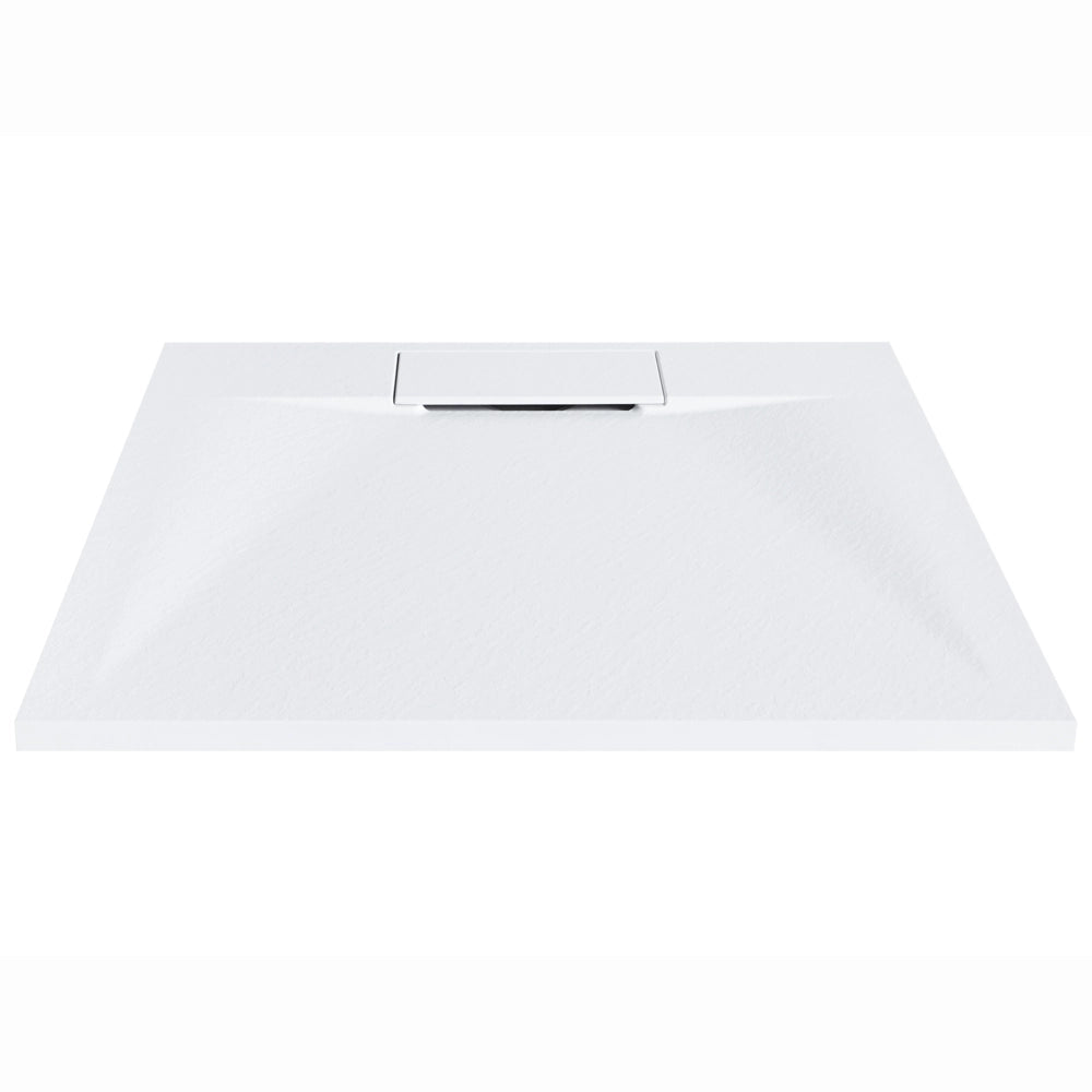Piatto doccia con scarico bianco SMC 80 x 80 x 3 cm effetto pietra naturale minimalista