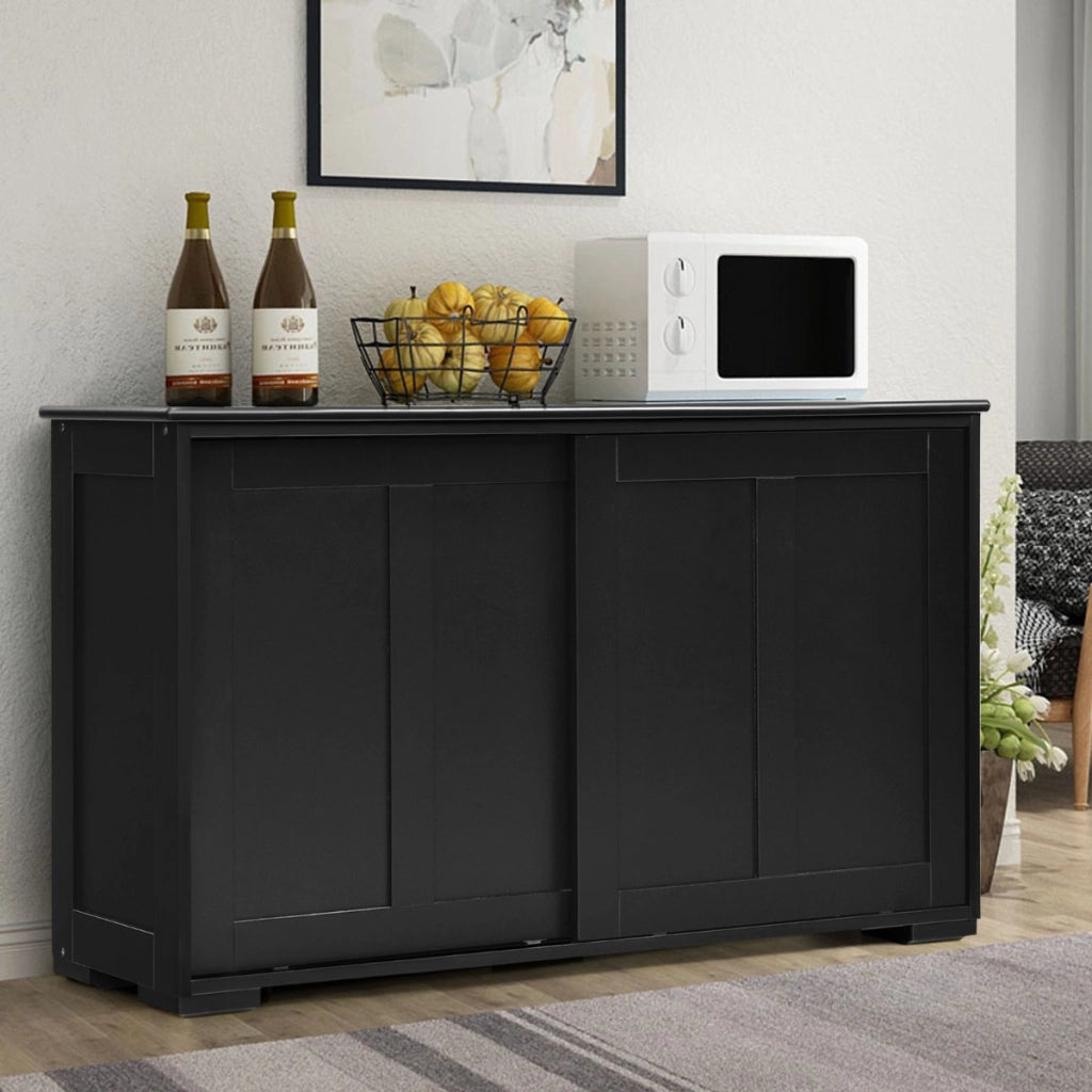 Armadietto da cucina a due porte scorrevoli, Mobiletto in legno per bagno 106,7x33x60cm Nero-Credenze buffet