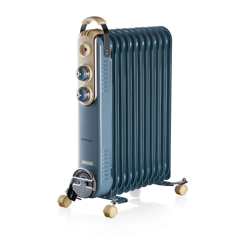 Radiatore a olio Vintage 11 elementi - 2500W - Celeste - 3 livelli di potenza
