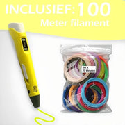 Kit di partenza per pennelli 3D - Pennello 3D con controllo di temperatura - Kit di partenza per pennelli 3D con 23 tipi di riempimento/filamento XXL da 100m - Giallo