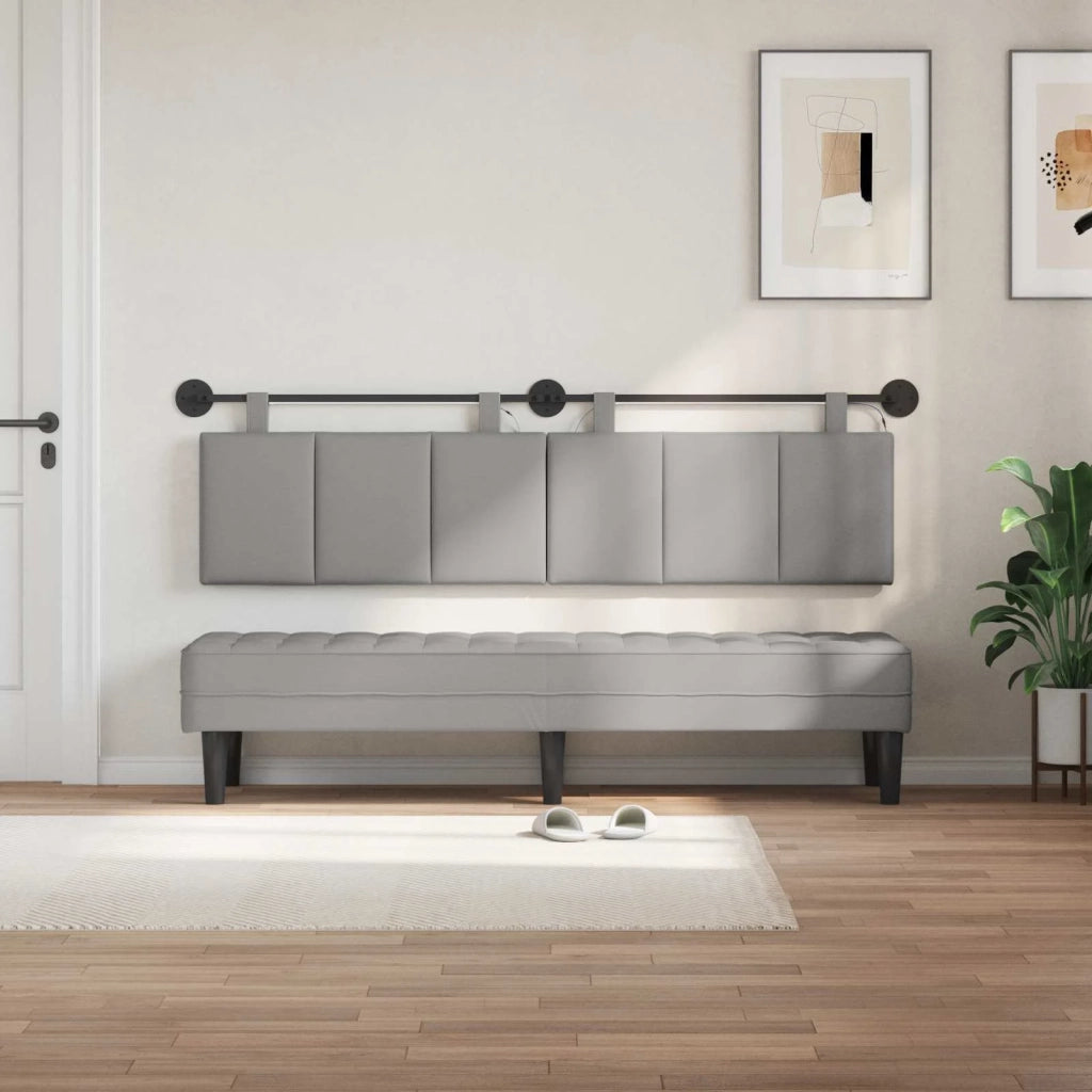Testiera | Testata sospesa Con luce LED Grigio Nuvola Tessuto