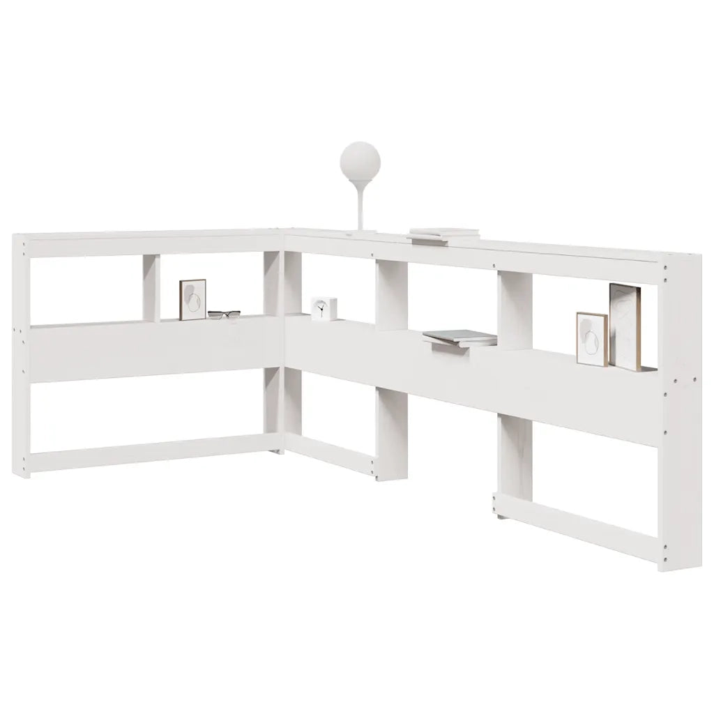 Testiera libreria a L-Testata contenitore Bianca 90 cm in Legno Massello di Pino 803231