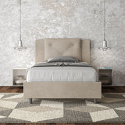 Letto imbottito Piazza e mezzo 110x210 cm Appia - Senza rete,Microfibra,Sabbia