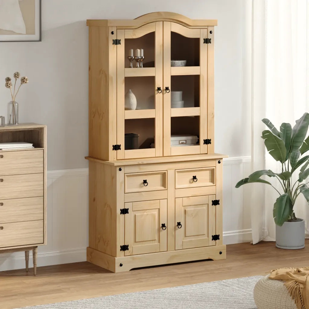 Vetrina Corona 100x48,5x179 cm in Legno Massello di Pino 4005681