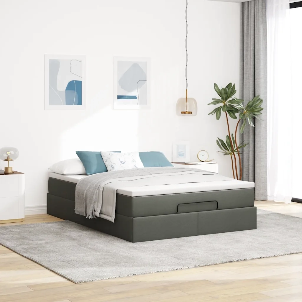 Struttura Letto Pouf con Materasso 140x200 cm in Tessuto 3311114