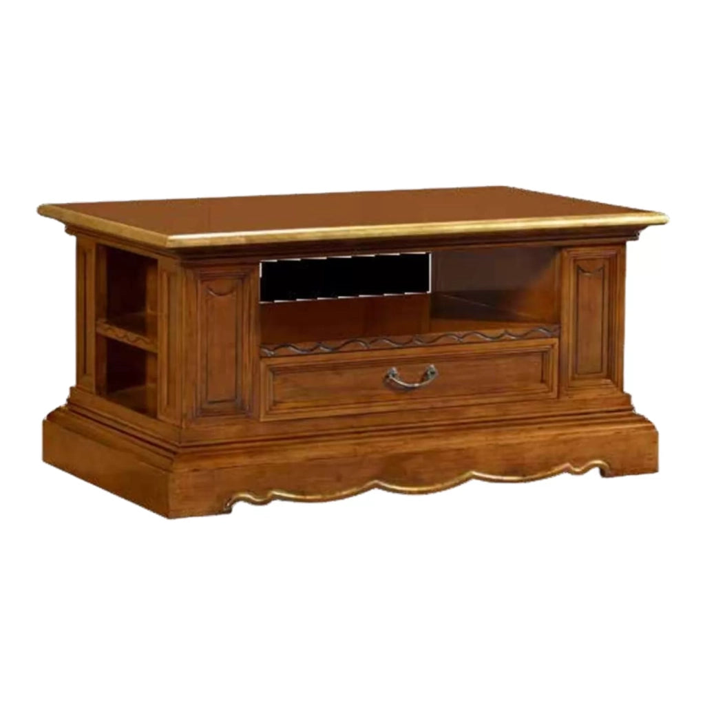 Tavolino arte povera legno bassano foglia oro 125x75x60 - Mobili 2G