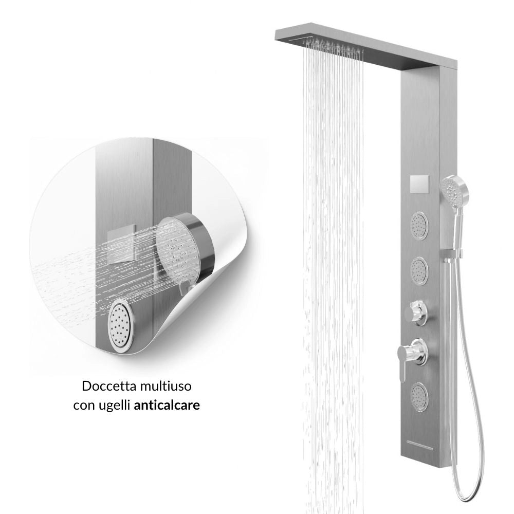 Colonna doccia shine acciaio 4 funzioni luce led display temperatura 2 finiture *** finitura- cromo spazzolato, confe...