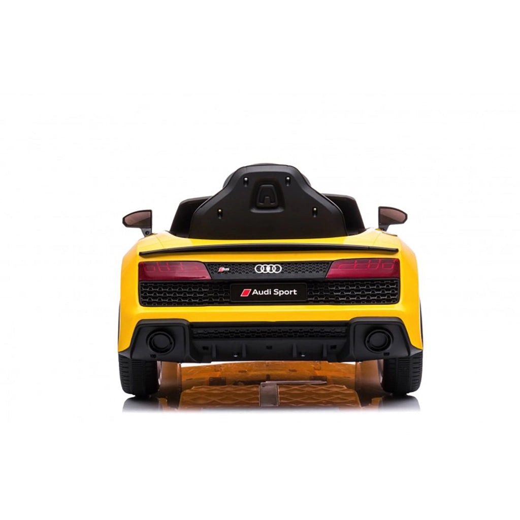 Macchina Elettrica per Bambini 12V Licenza Ufficiale Audi R8 New Spyder con Telecomando e Sedile in pelle Giallo