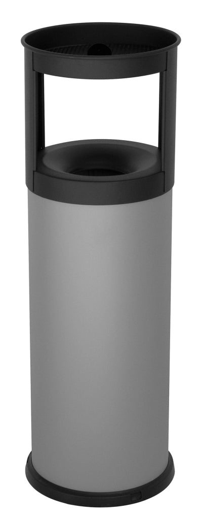 Pattumiera Gettacarte Ø25xh80 cm Autoestinguente Posacenere in Acciaio Verniciato Grigio
