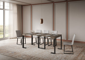 Consolle Allungabile 90-300x40x77 cm Sintesi Tortora Telaio Antracite