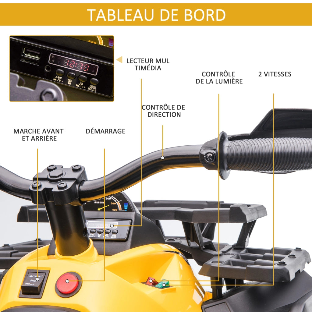 Auto elettrica per bambini Quad Buggy 12V ¨C zephmum ¨C Giallo Nero metallo PP