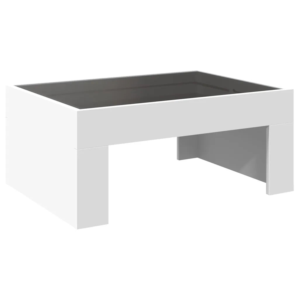 Tavolino da Salotto con LED Infinity Bianco 70x50x30 cm