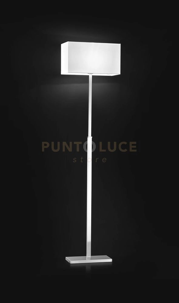 Piantana cromo spazzolato Para hotel paralume bianco 1 luce attacco E27