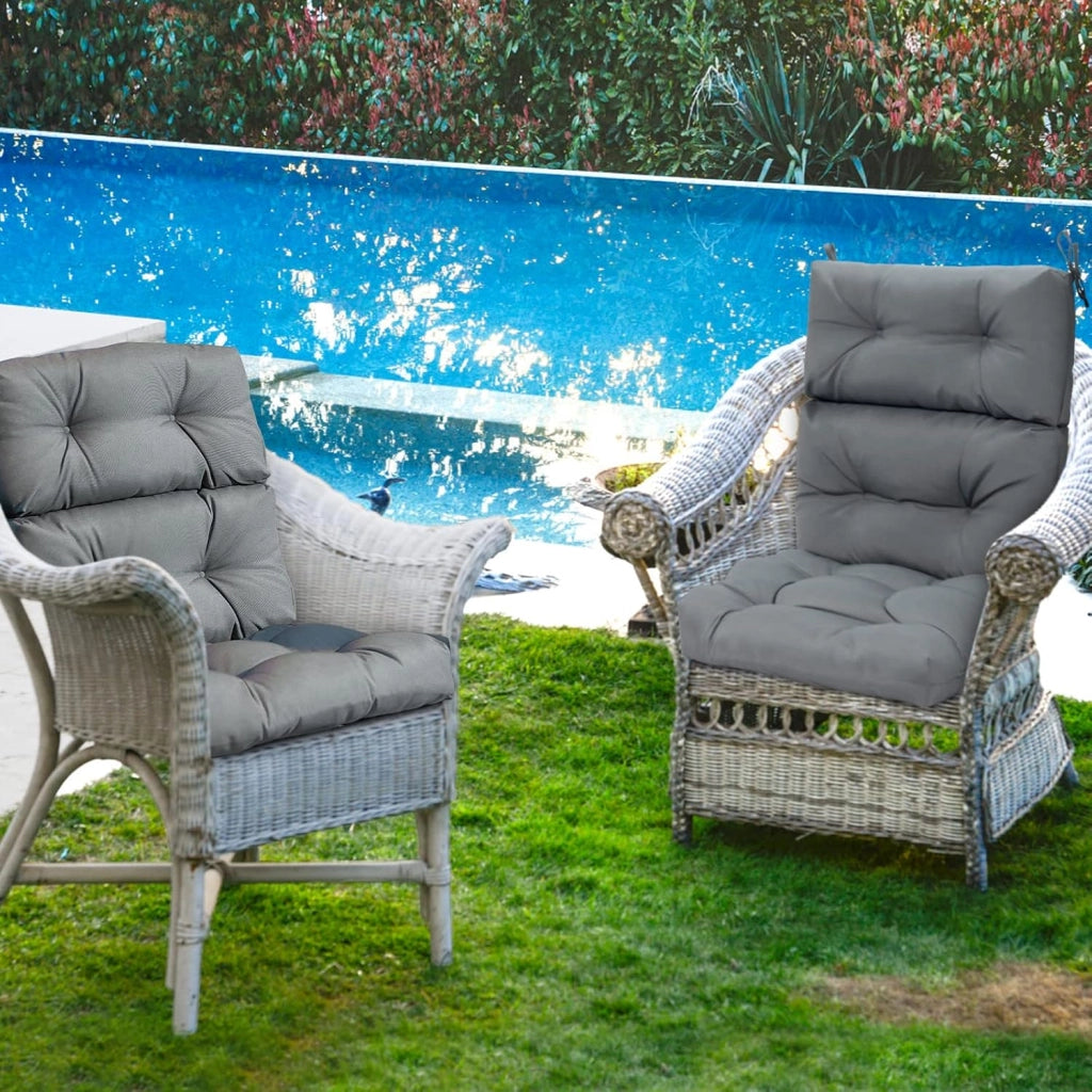 Cuscino Imbottito per Poltrona Sdraio Relax, Cuscino a 3 Pieghe per Sdraio e Lettino, Cuscino Prendisole con Corda, per Interno ed Esterno, 117 x 56 x 12 cm (2, Grigio)